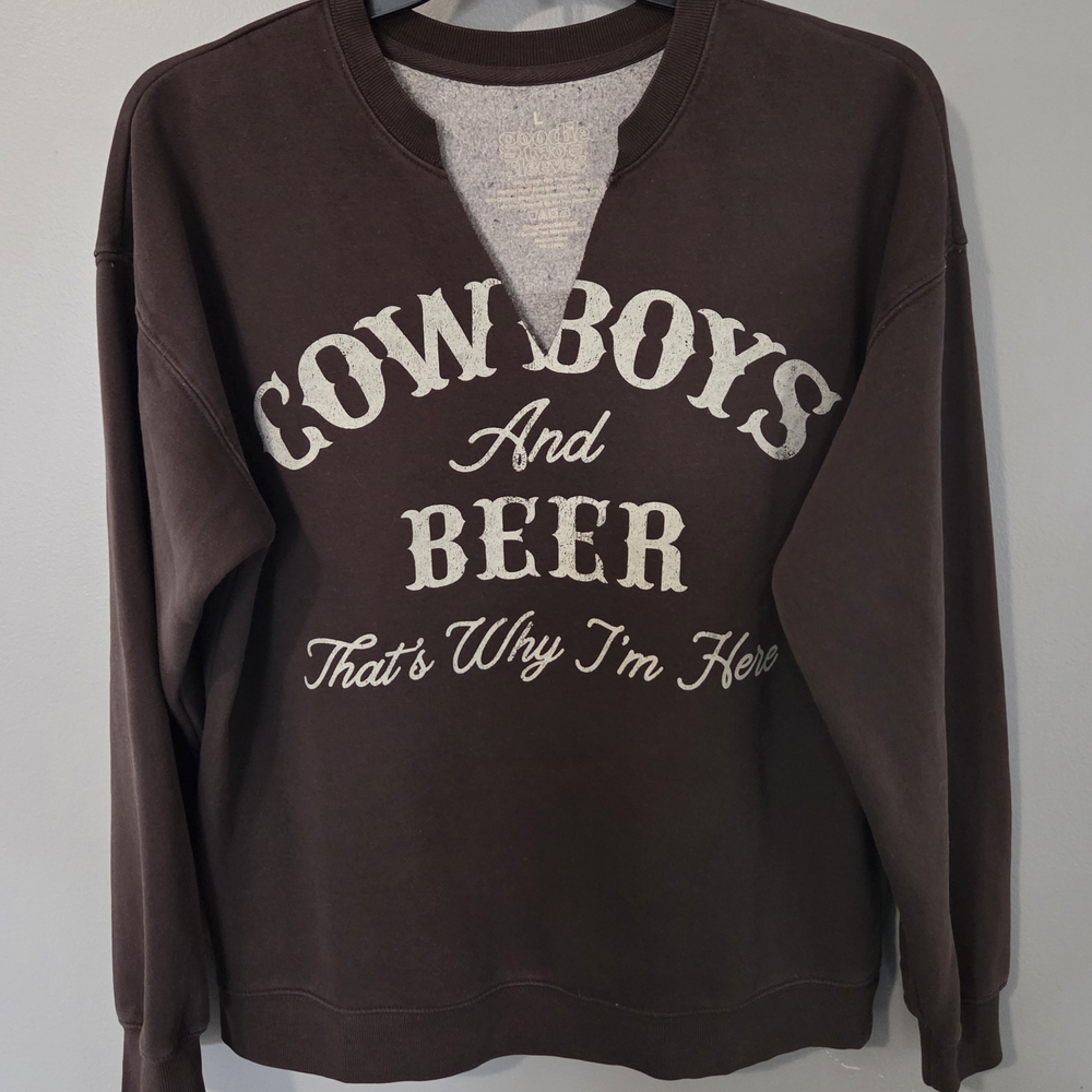 Buckle Brown 'Cowboys and Beer' Graphic Crewneck Sweatshirt